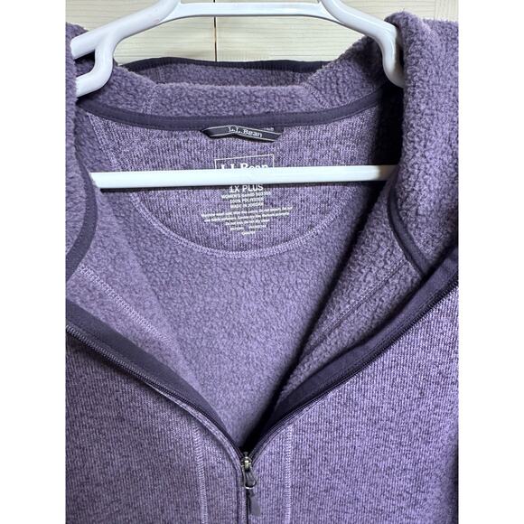 L.L. Bean Sweater Fleece Full Zip Jacket Size 1X Purple Excellent! - Picture 6 of 8
